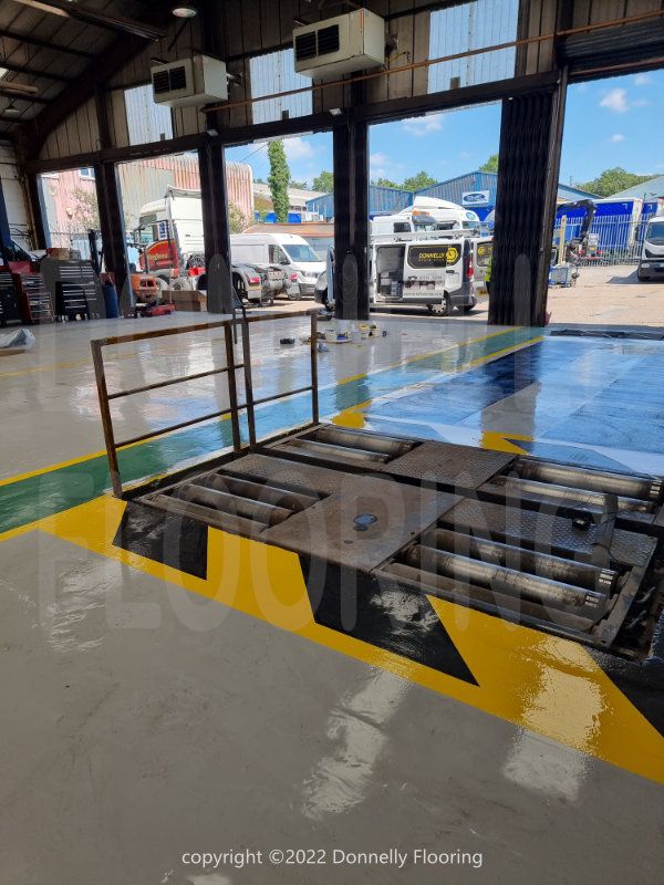 Renault Trucks resin flooring refurbishment - top coat