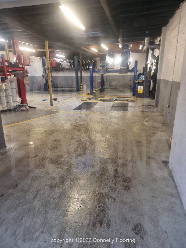 Walton Garage Enfield resin flooring refurbishment - before