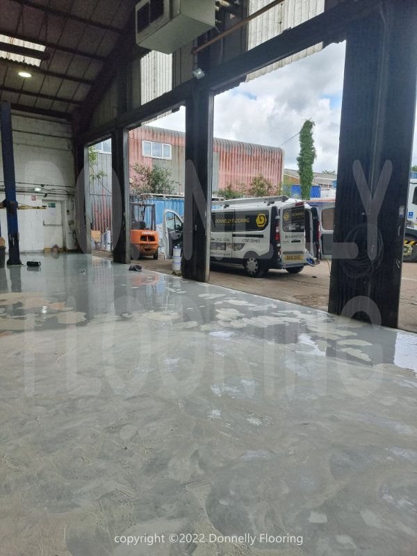 Renault Trucks resin flooring refurbishment - primer sealing