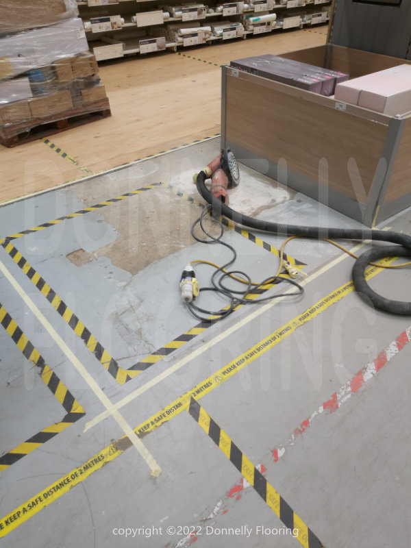 B&Q Warehouse resin flooring refurbishment - preparation work