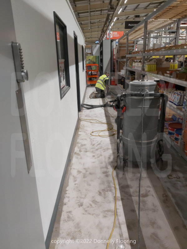 B&Q Warehouse resin flooring refurbishment - preparation work