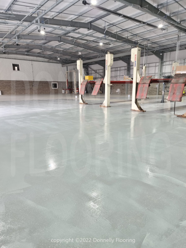 DAF Chassis Cab resin flooring refurbishment and repair - top coat and demarcation lines