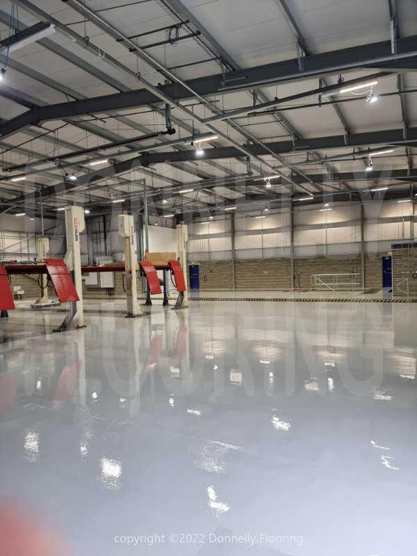 DAF Chassis Cab resin flooring refurbishment and repair - top coat and demarcation lines