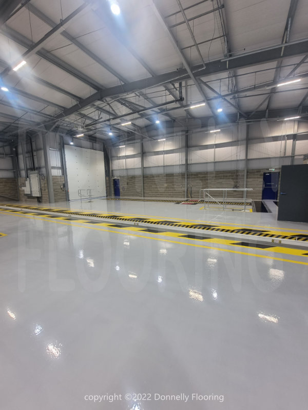 DAF Chassis Cab resin flooring refurbishment and repair - top coat and demarcation lines