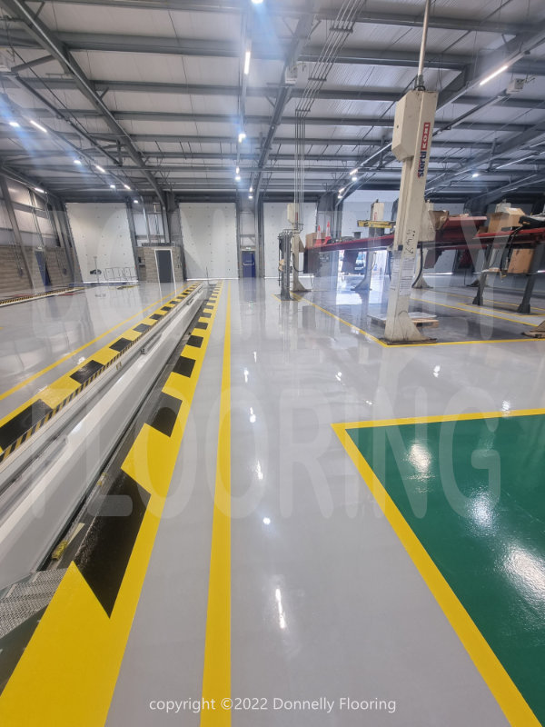 DAF Chassis Cab resin flooring refurbishment and repair - top coat and demarcation lines