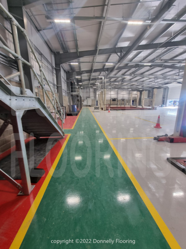 DAF Chassis Cab resin flooring refurbishment and repair - top coat and demarcation lines