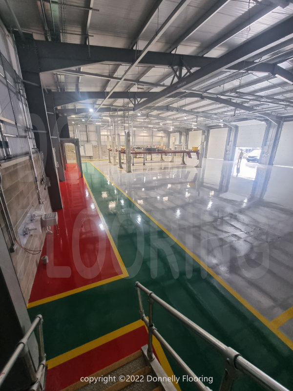 DAF Chassis Cab resin flooring refurbishment and repair - top coat and demarcation lines