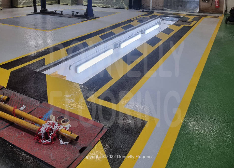 resin flooring refurbishment - East Midlands Airport ATF Testing Centre