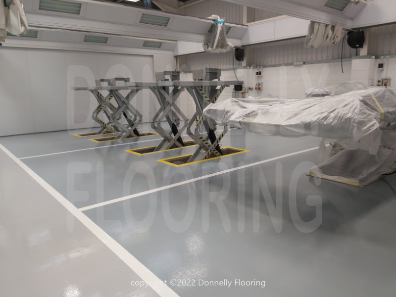 Lamborghini resin flooring refurbishment - top coat