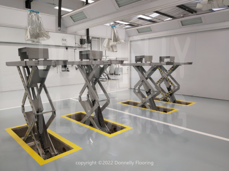 Lamborghini resin flooring refurbishment - top coat