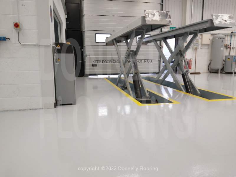 Lamborghini resin flooring refurbishment - top coat