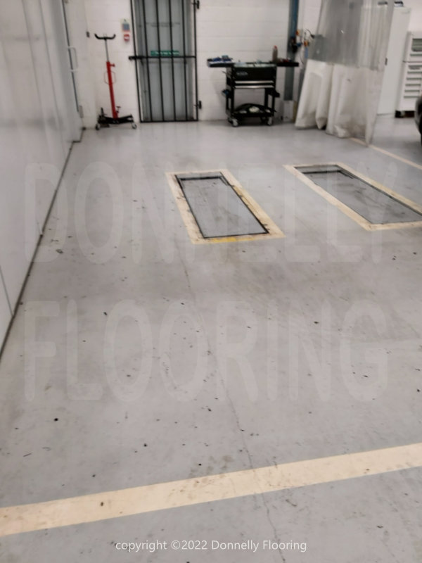 Lamborghini resin flooring refurbishment - before