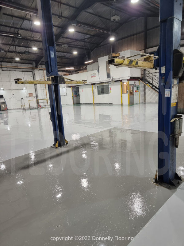 Renault Trucks resin flooring refurbishment - top coat