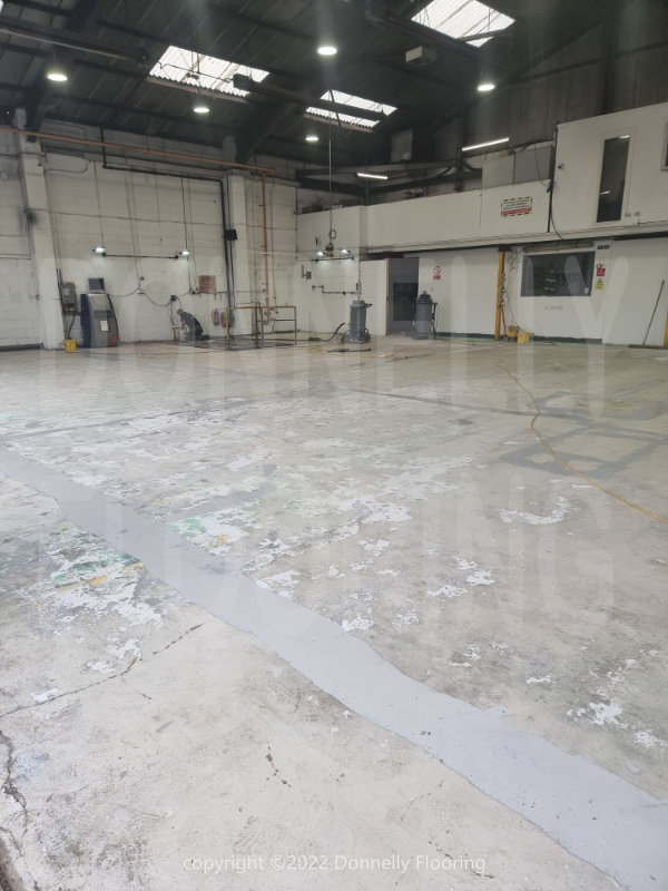 Renault Trucks resin flooring refurbishment - preparation work