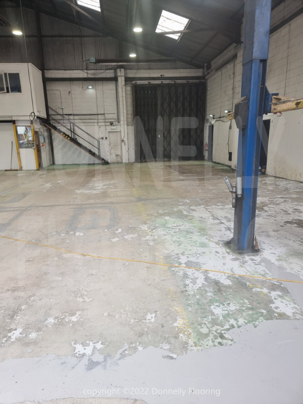 Renault Trucks resin flooring refurbishment - preparation work